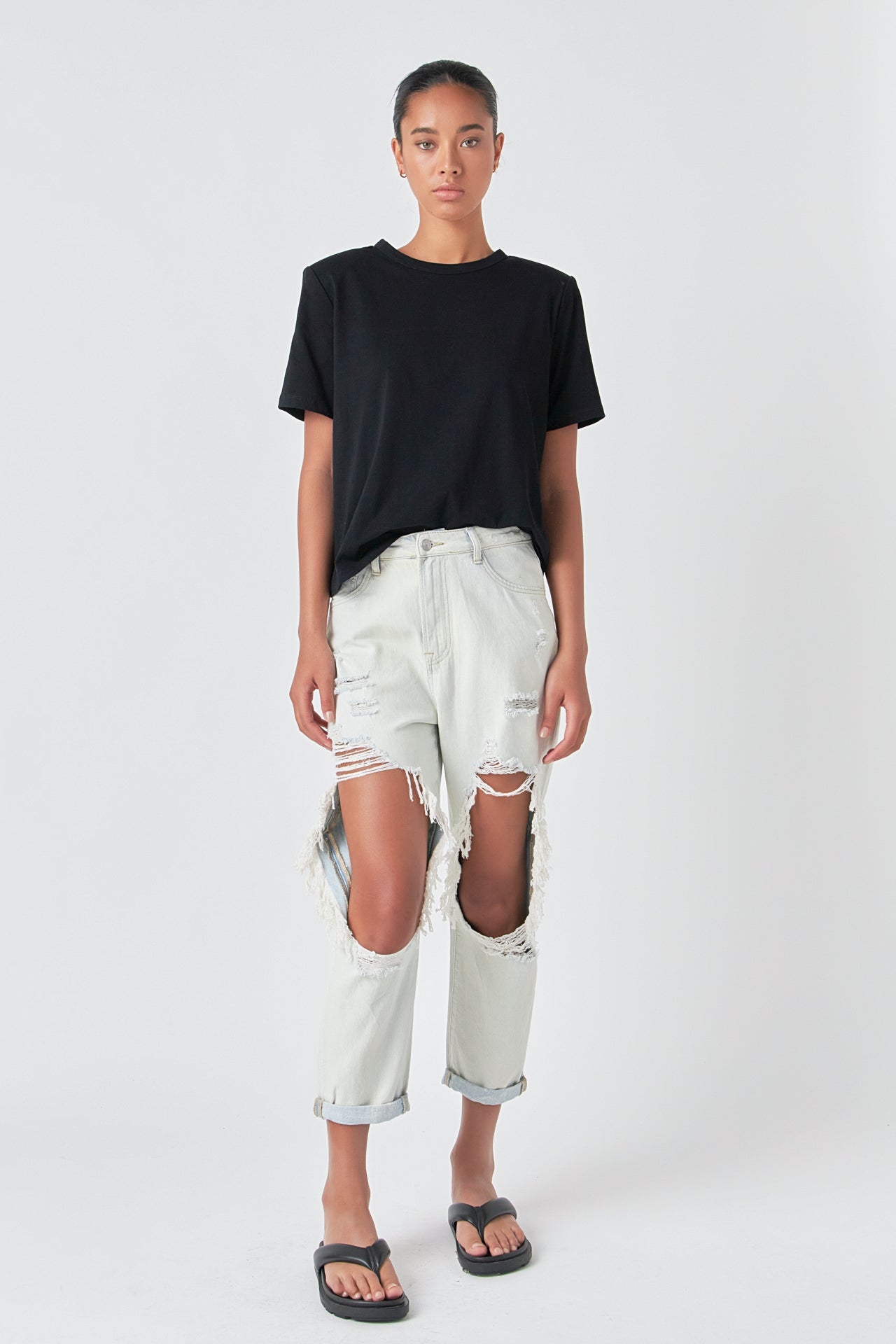 GREY LAB - Highly Distressed Jeans - JEANS available at Objectrare