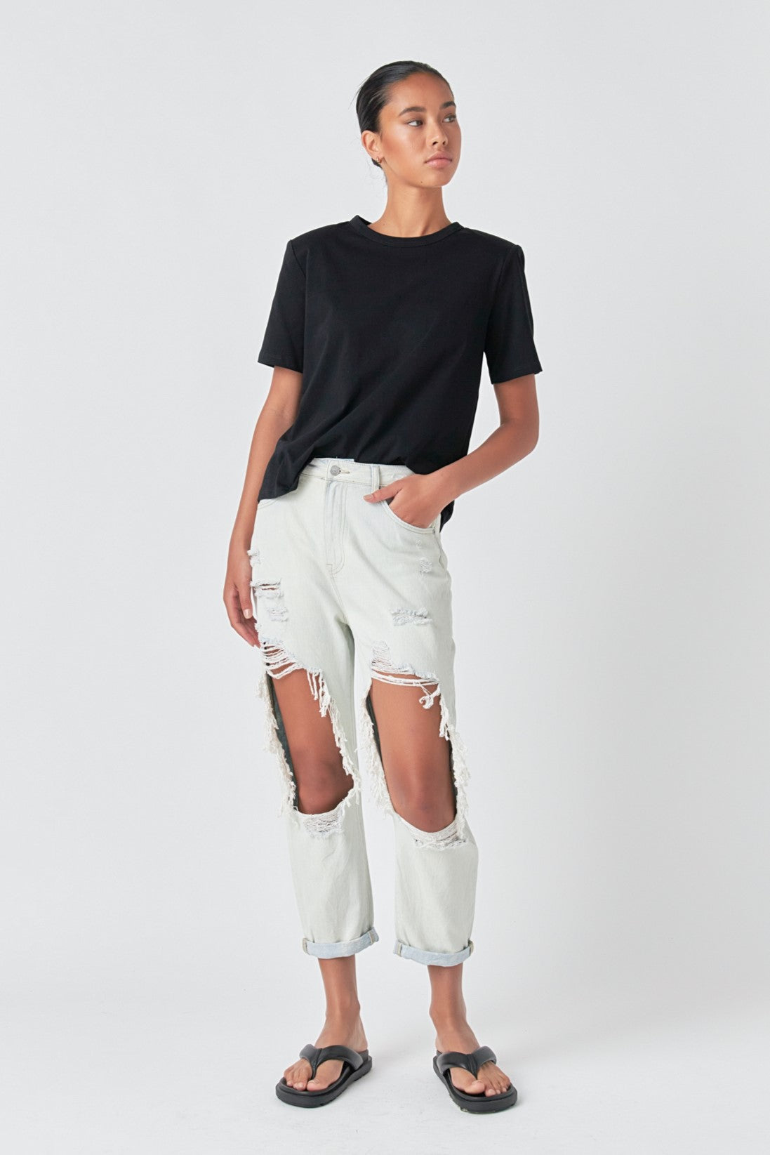 GREY LAB - Highly Distressed Jeans - JEANS available at Objectrare