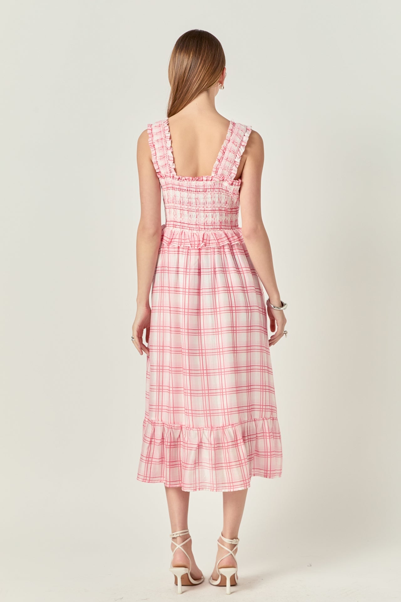 Plaid Ruffled Midi Dress
