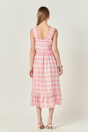 Plaid Ruffled Midi Dress