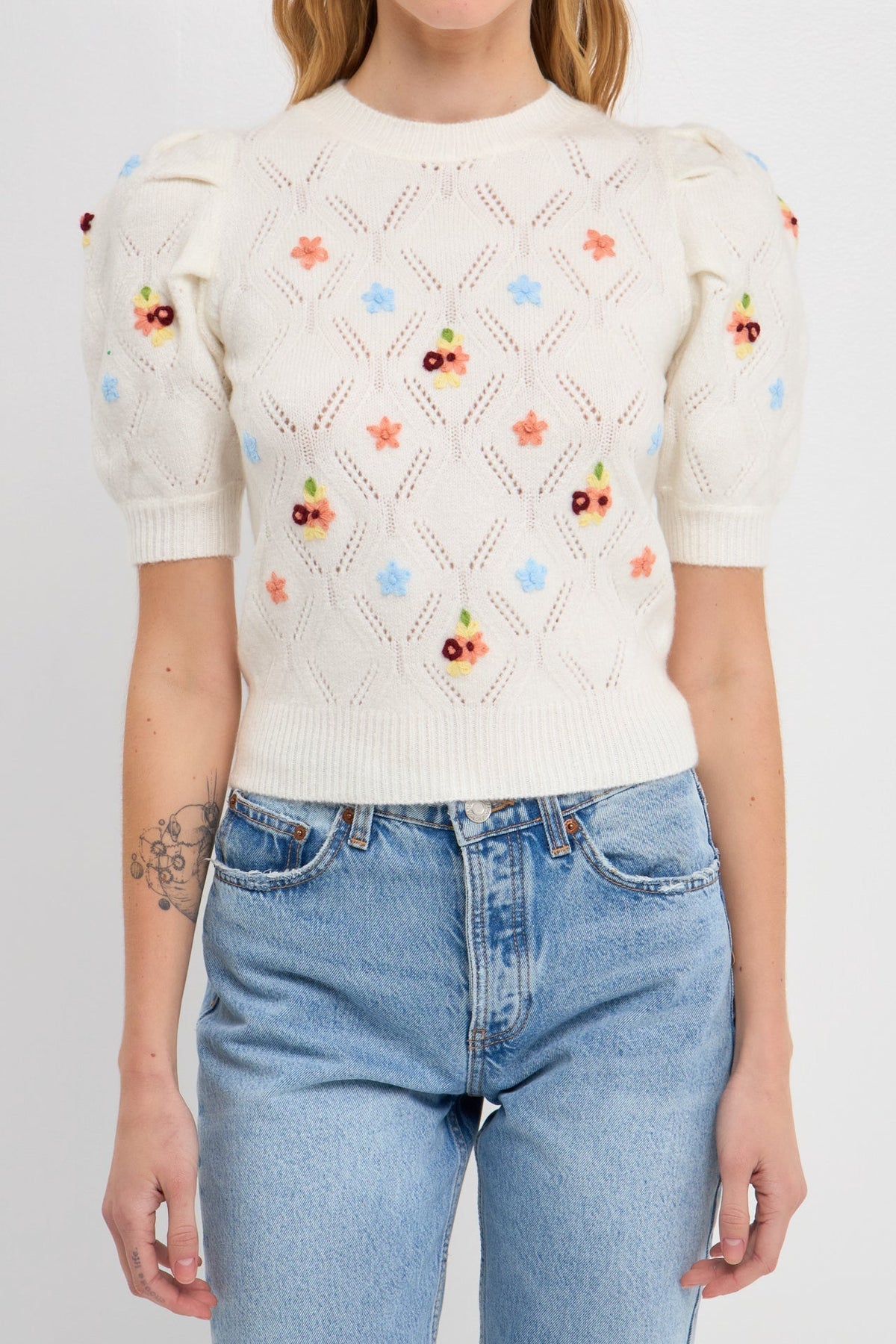 ENGLISH FACTORY - Handmade Floral Embroidery Sweater - SWEATERS & KNITS available at Objectrare