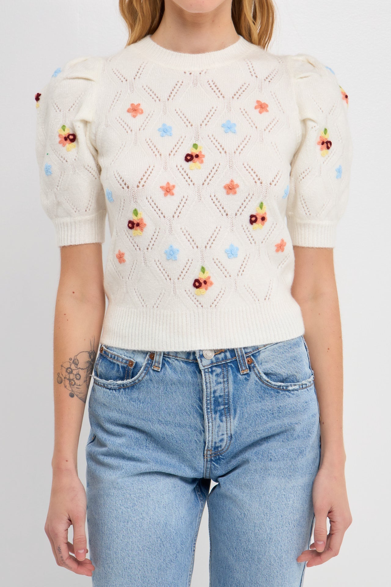 ENGLISH FACTORY - Handmade Floral Embroidery Sweater - SWEATERS & KNITS available at Objectrare