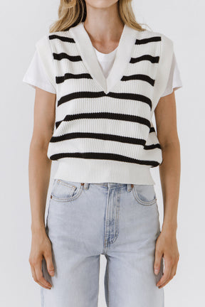 ENGLISH FACTORY - Stripe Knit Vest - SWEATERS & KNITS available at Objectrare