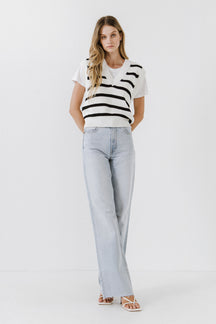 ENGLISH FACTORY - Stripe Knit Vest - SWEATERS & KNITS available at Objectrare