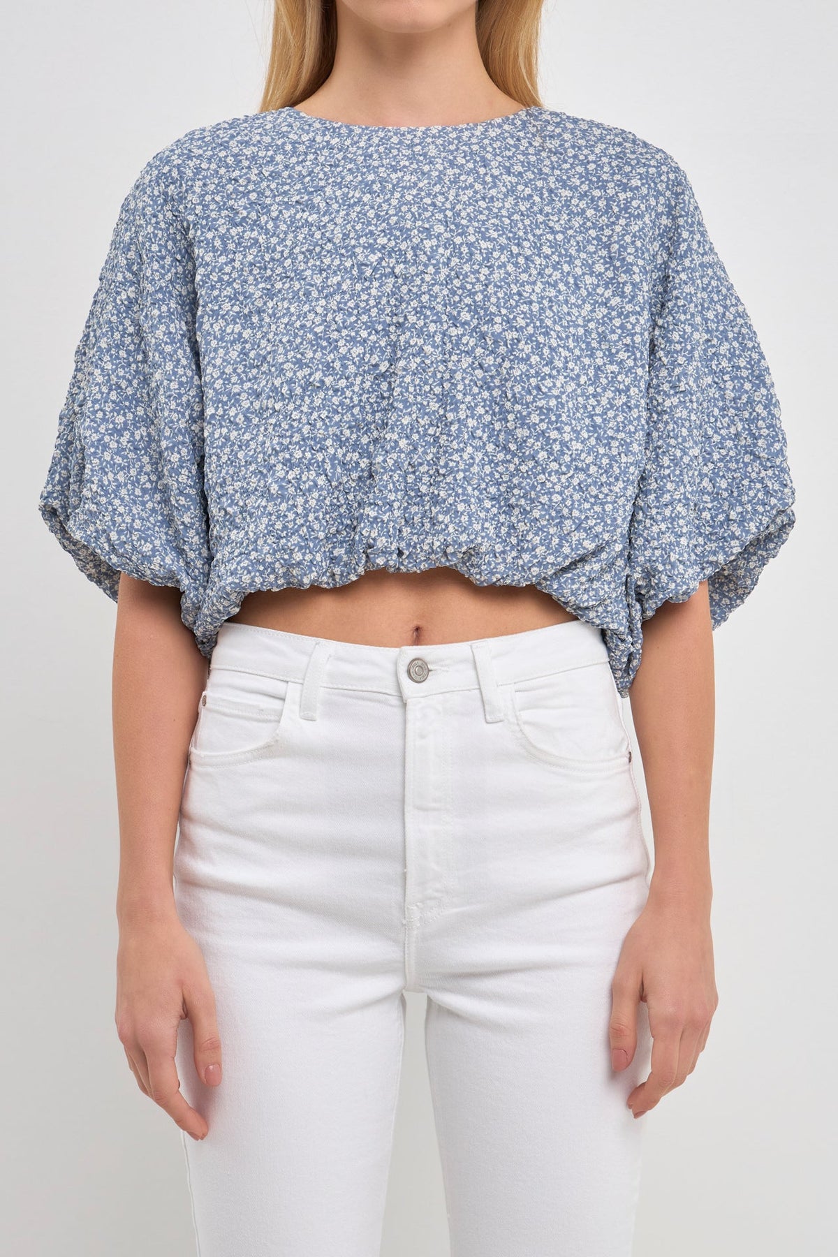 ENGLISH FACTORY - Women Woven Cropped Puff Blouse - TOPS available at Objectrare