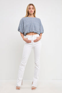 ENGLISH FACTORY - English Factory - Women Woven Cropped Puff Blouse - TOPS available at Objectrare