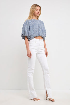 ENGLISH FACTORY - Women Woven Cropped Puff Blouse - TOPS available at Objectrare