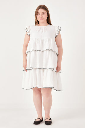 ENGLISH FACTORY - Plus Size Contrast Detail Babydoll Dress - DRESSES available at Objectrare