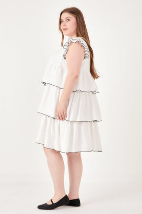 ENGLISH FACTORY - Plus Size Contrast Detail Babydoll Dress - DRESSES available at Objectrare