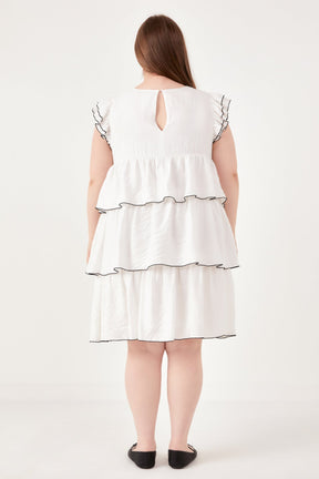 ENGLISH FACTORY - Plus Size Contrast Detail Babydoll Dress - DRESSES available at Objectrare