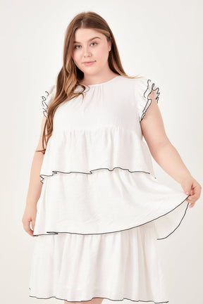 ENGLISH FACTORY - Plus Size Contrast Detail Babydoll Dress - DRESSES available at Objectrare