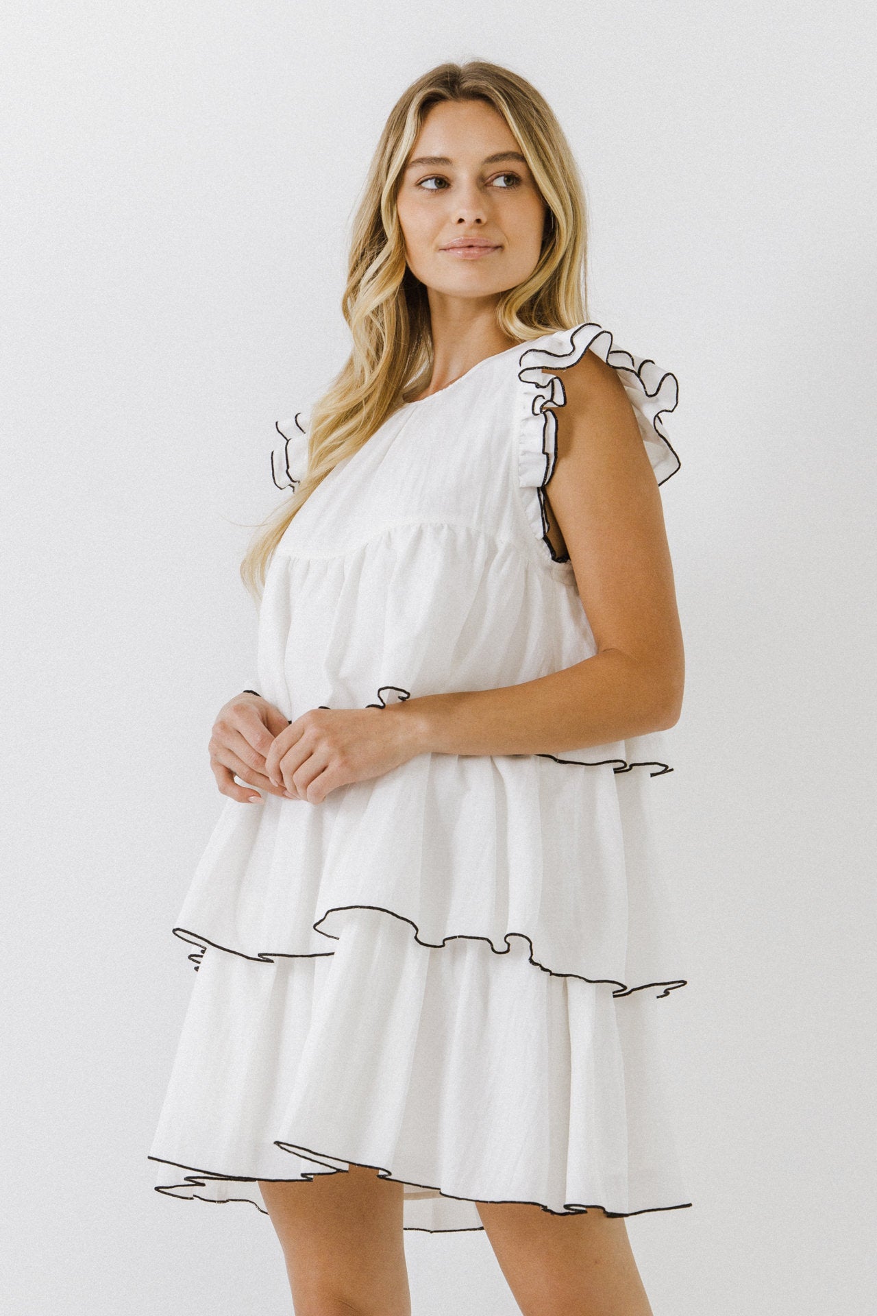 ENGLISH FACTORY - English Factory - Contrast Detail Babydoll Dress - DRESSES available at Objectrare