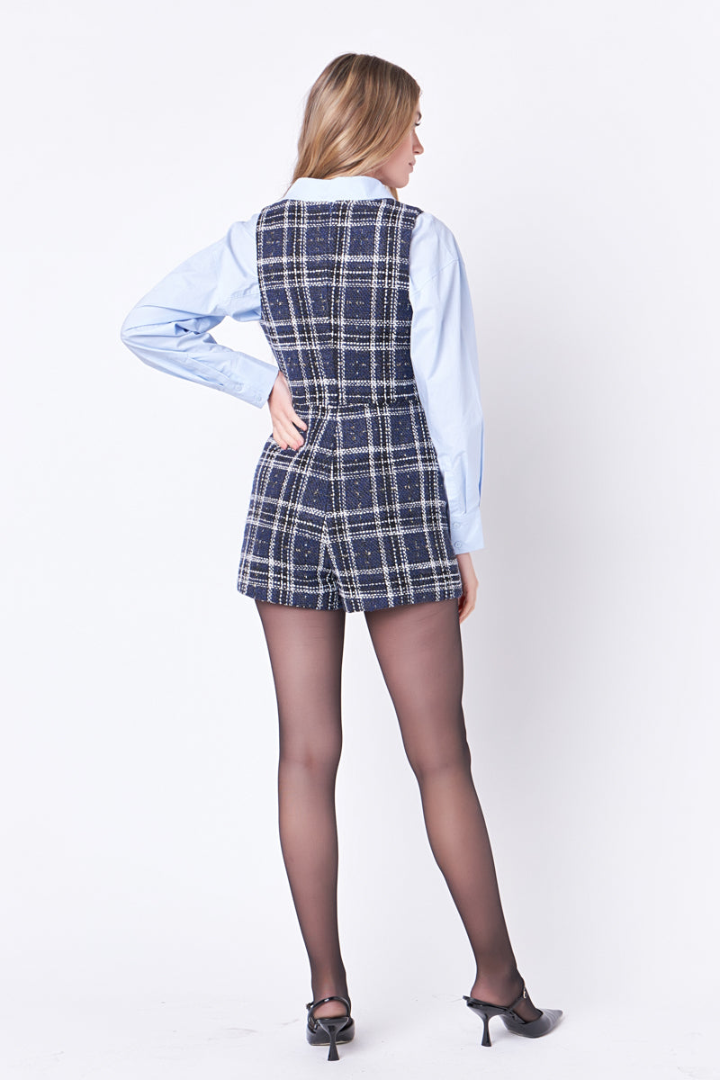 ENGLISH FACTORY - Tweed Romper - ROMPERS available at Objectrare