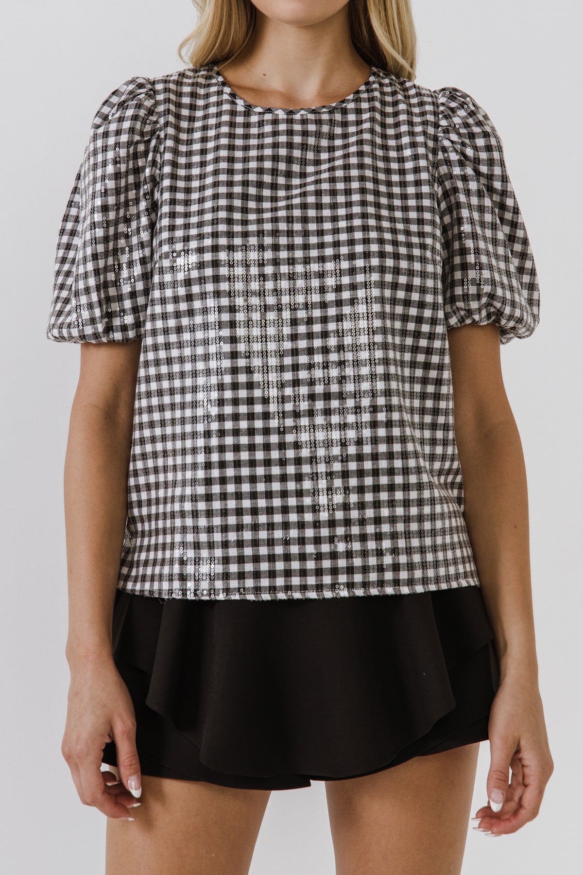 ENGLISH FACTORY - Sequins Gingham Top - TOPS available at Objectrare
