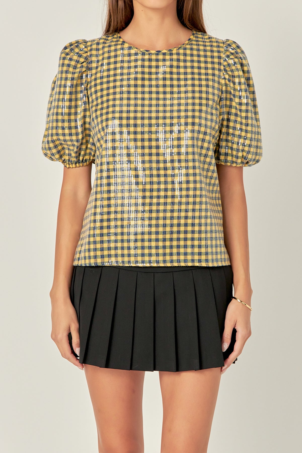 ENGLISH FACTORY - Sequins Gingham Top - TOPS available at Objectrare