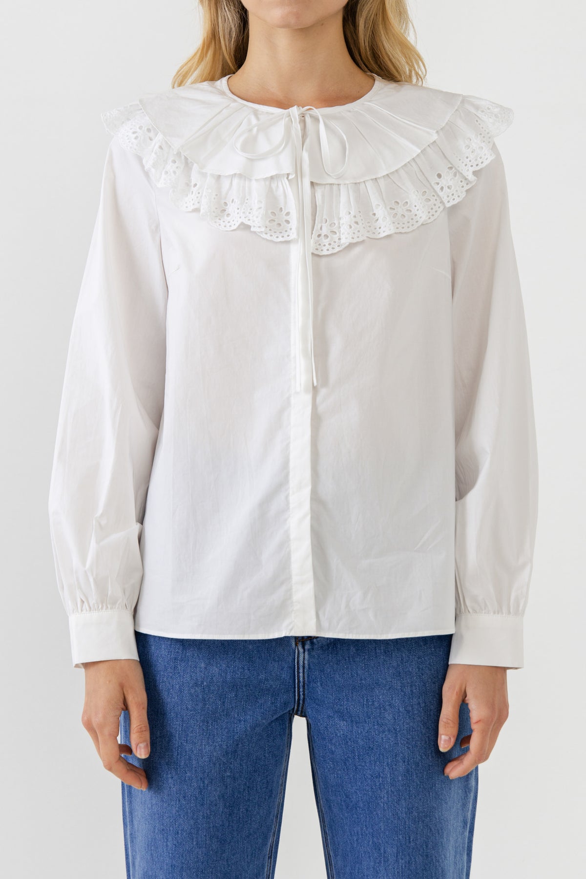 ENGLISH FACTORY - Eyelet Scallop Detail Shirt - TOPS available at Objectrare