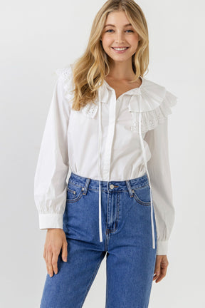 ENGLISH FACTORY - English Factory - Eyelet Scallop Detail Shirt - TOPS available at Objectrare