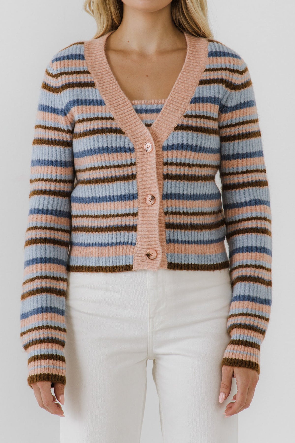 ENGLISH FACTORY - Knit Stripe Cardigan - SWEATERS & KNITS available at Objectrare