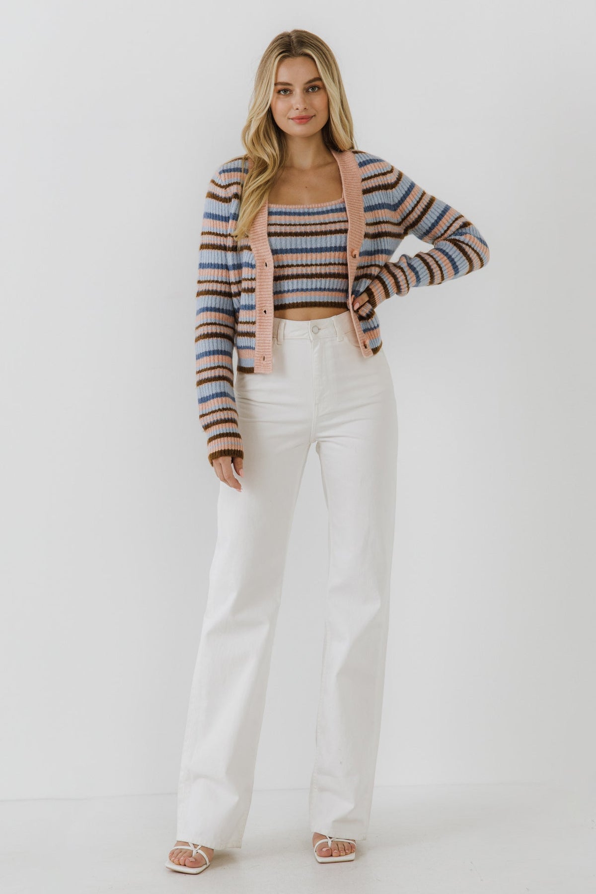 ENGLISH FACTORY - Knit Stripe Cardigan - SWEATERS & KNITS available at Objectrare