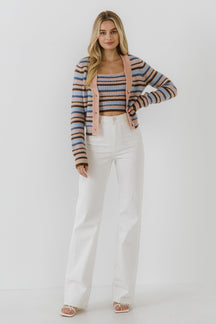 ENGLISH FACTORY - Knit Stripe Cardigan - SWEATERS & KNITS available at Objectrare