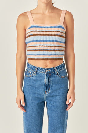 ENGLISH FACTORY - Stripe Knit Tank Top - CAMI TOPS & TANK available at Objectrare