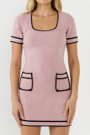 ENDLESS ROSE - Endless Rose - Piping Contrast Knit Pocket Dress - DRESSES available at Objectrare