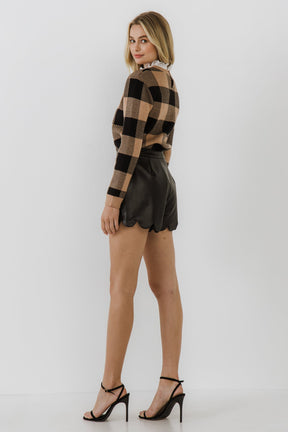 ENGLISH FACTORY - Lace Detail with Check Sweater - SWEATERS & KNITS available at Objectrare