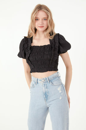 FREE THE ROSES - Free The Roses - Smocked Cropped Top - TOPS available at Objectrare