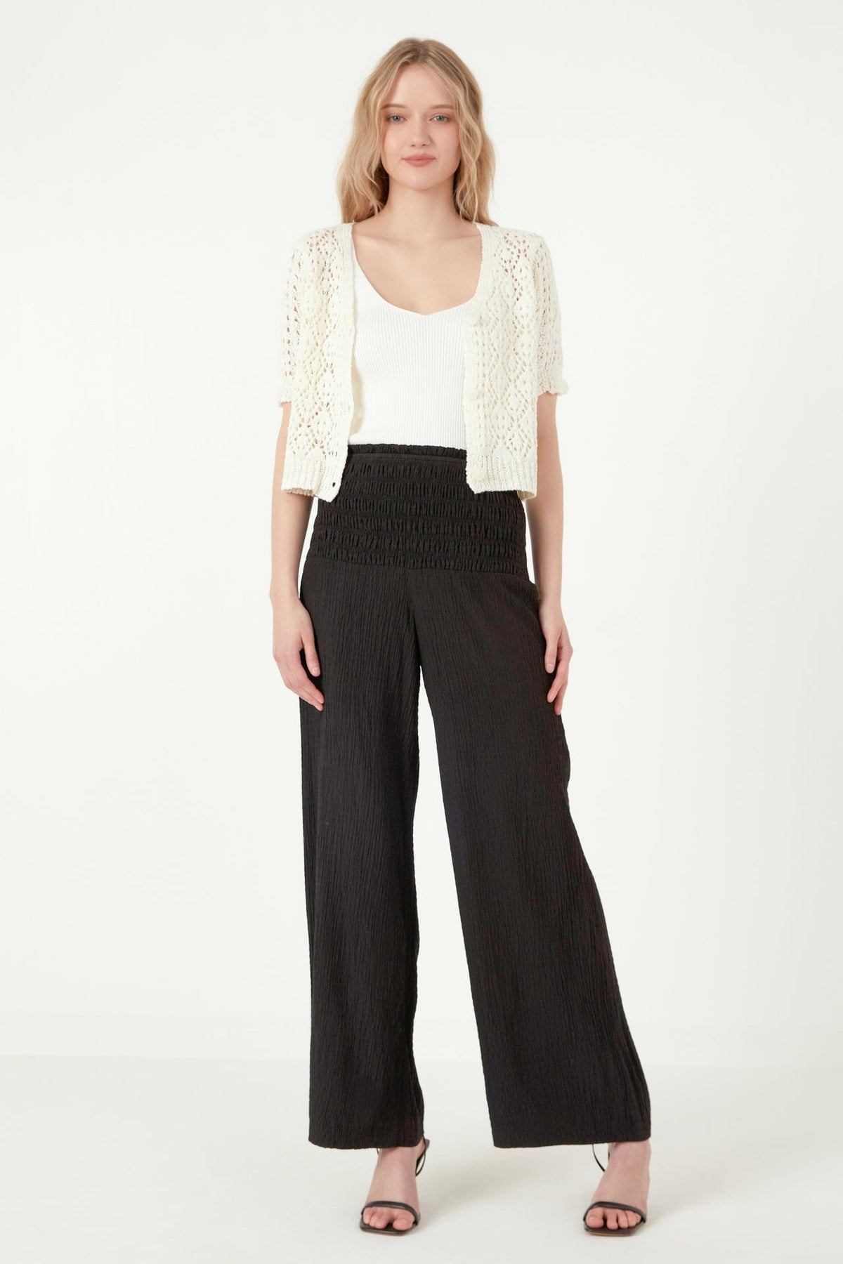 FREE THE ROSES - Smocked Detail Pants - PANTS available at Objectrare