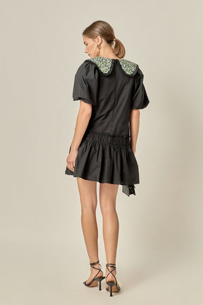 Floral Collar Detail Mini Dress