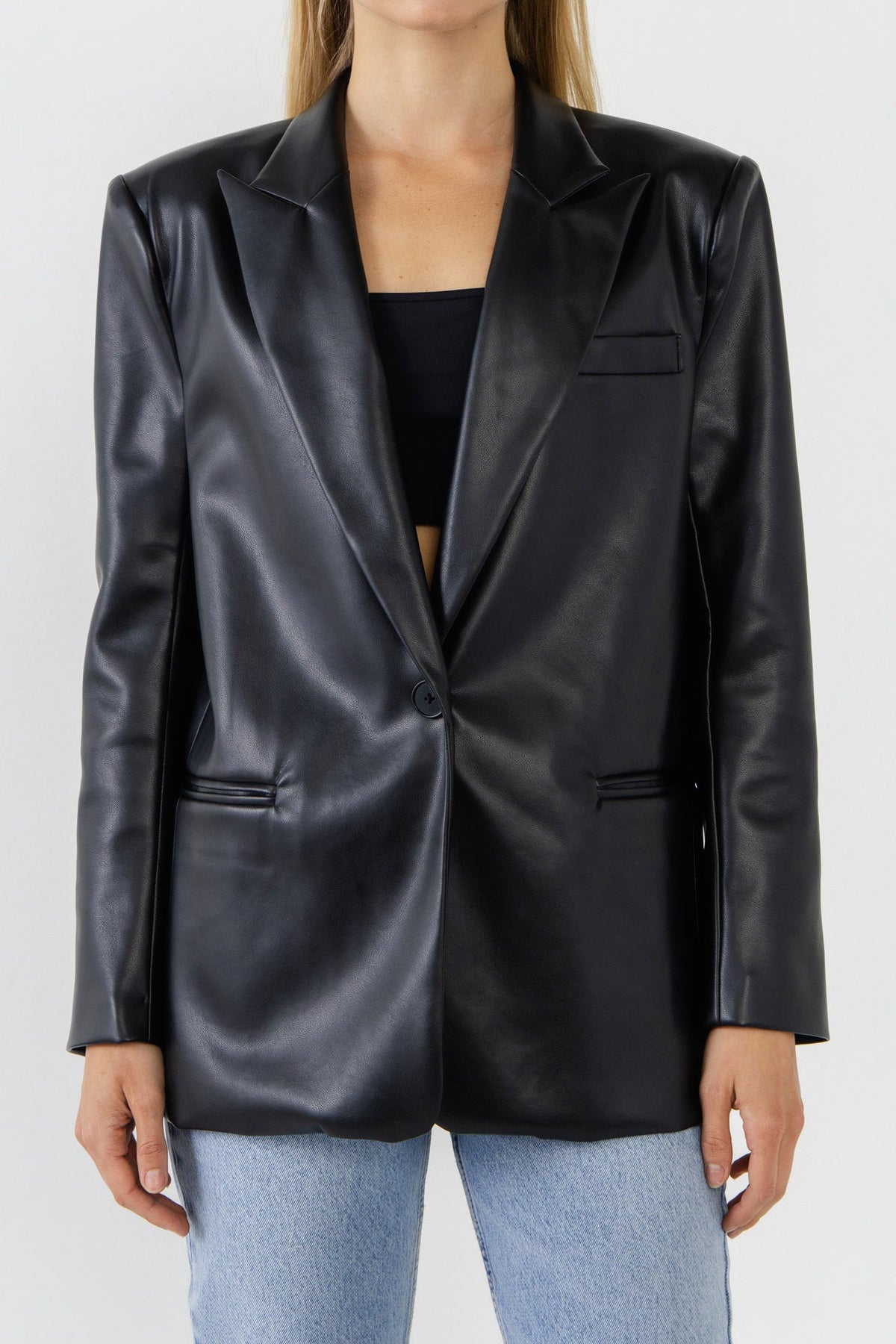 ENDLESS ROSE - Pu Oversized Blazer - BLAZERS available at Objectrare