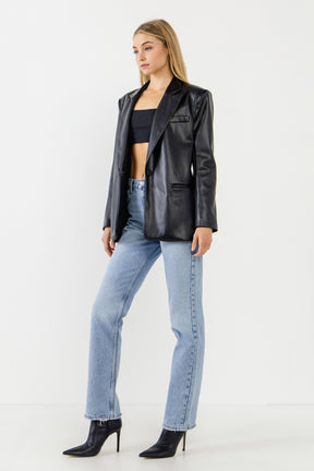 ENDLESS ROSE - Pu Oversized Blazer - BLAZERS available at Objectrare