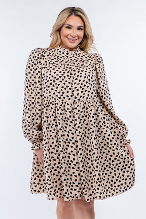 Dotted Button Detail Mini Dress