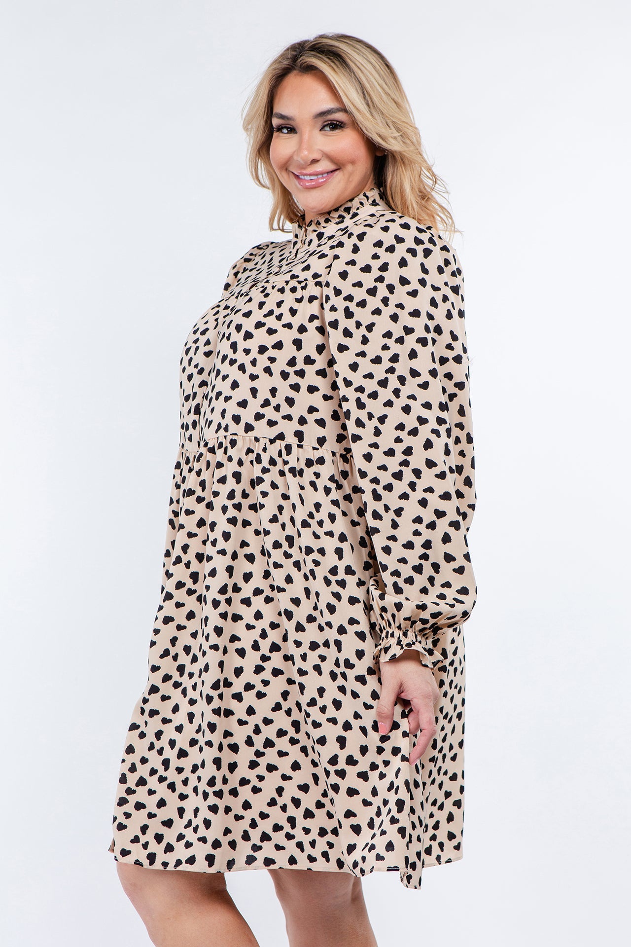 Dotted Button Detail Mini Dress