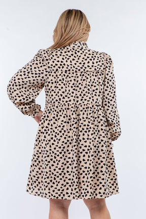 Dotted Button Detail Mini Dress