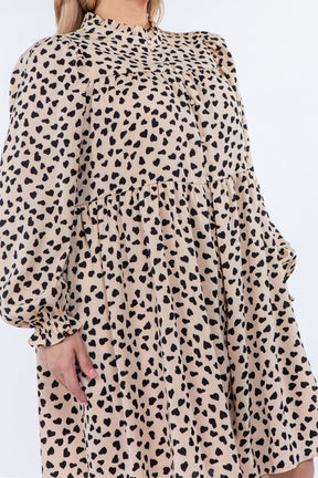 Dotted Button Detail Mini Dress