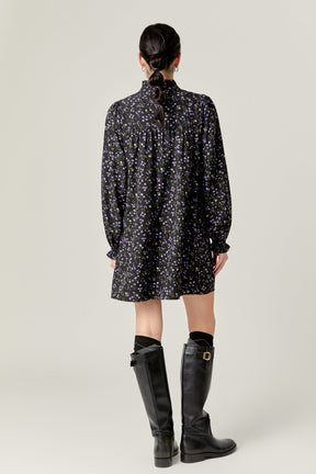 Floral Button Detail Mini Dress