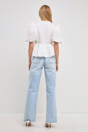 Puff Sleeve Peplum Top