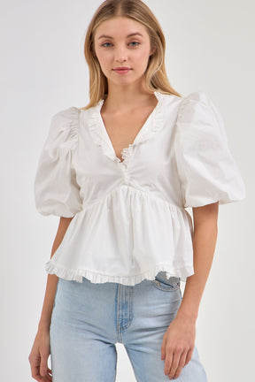 Puff Sleeve Peplum Top