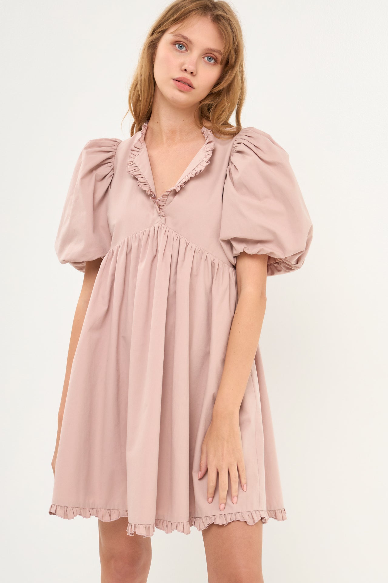 ENDLESS ROSE - Endless Rose - Ruffle Detail Puff Sleeve Mini Dress - DRESSES available at Objectrare