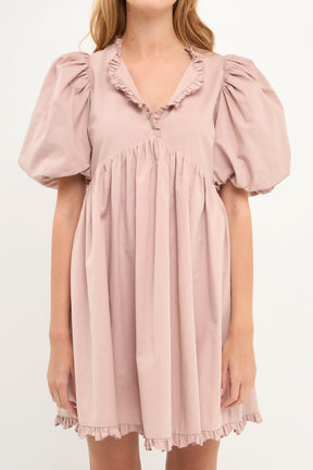 ENDLESS ROSE - Endless Rose - Ruffle Detail Puff Sleeve Mini Dress - DRESSES available at Objectrare