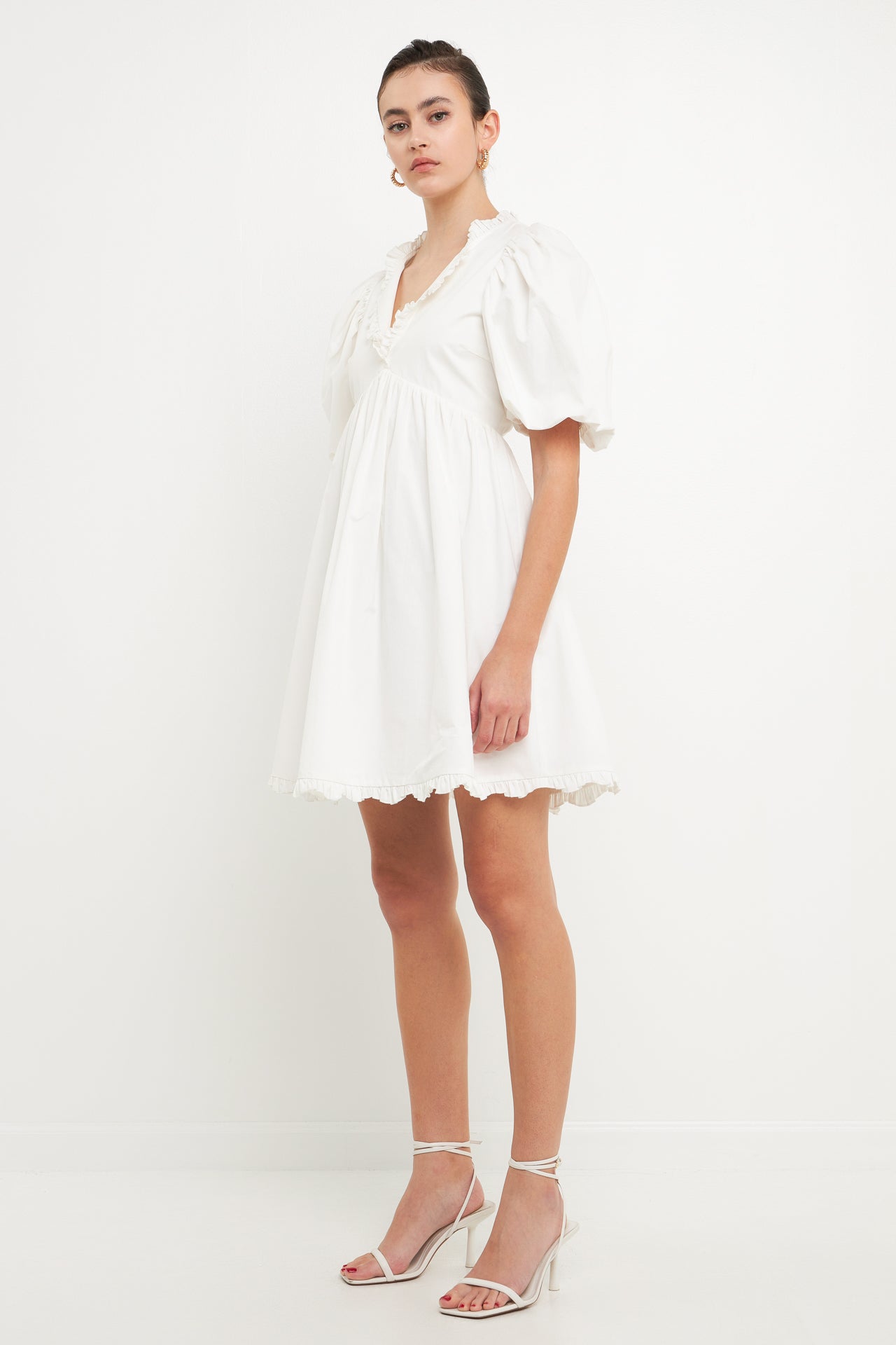 ENDLESS ROSE - Endless Rose - Ruffle Detail Puff Sleeve Mini Dress - DRESSES available at Objectrare