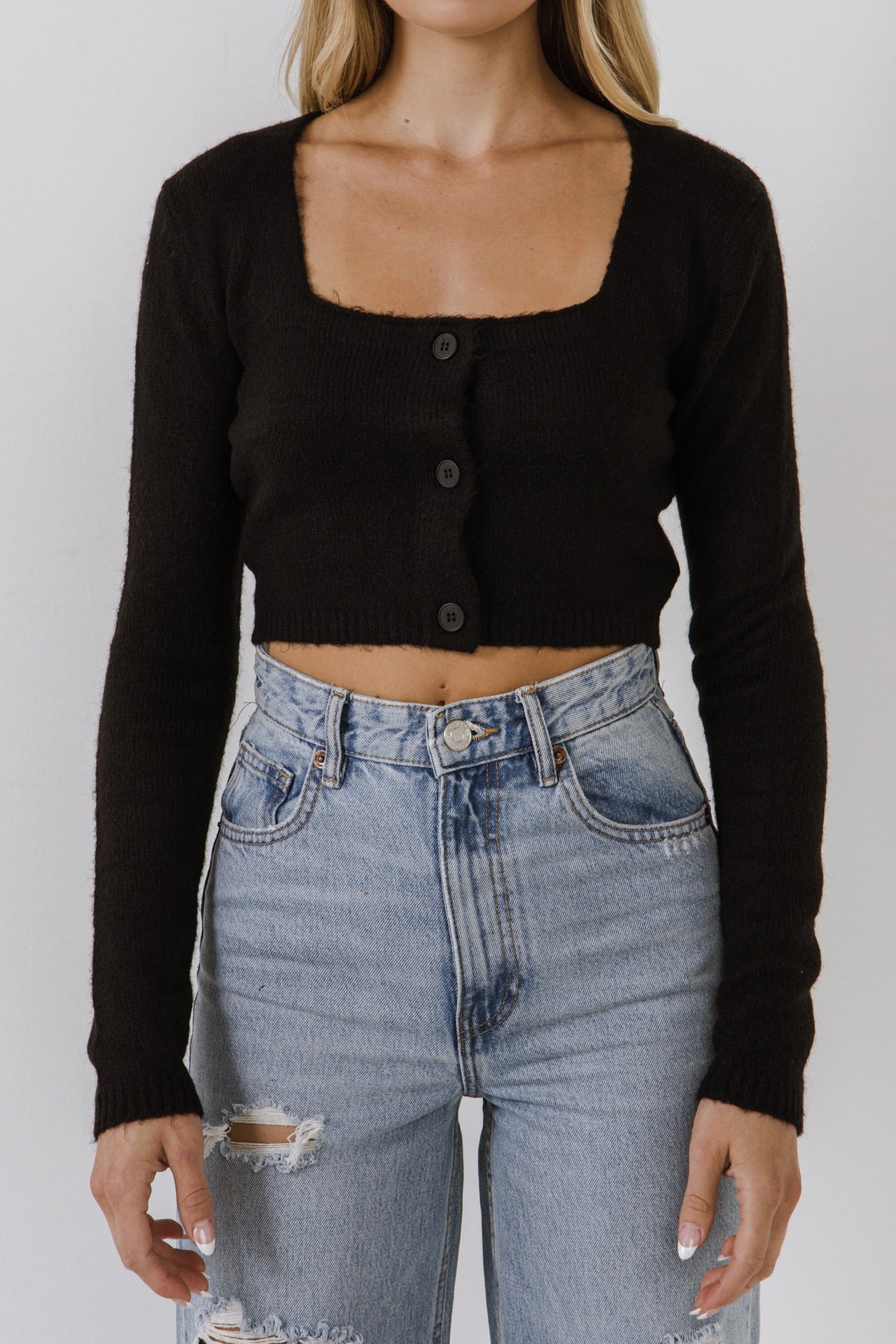 ENDLESS ROSE - Cropped Knit Cardigan - SWEATERS & KNITS available at Objectrare