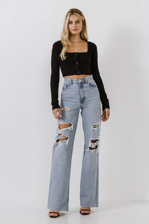 ENDLESS ROSE - Cropped Knit Cardigan - SWEATERS & KNITS available at Objectrare
