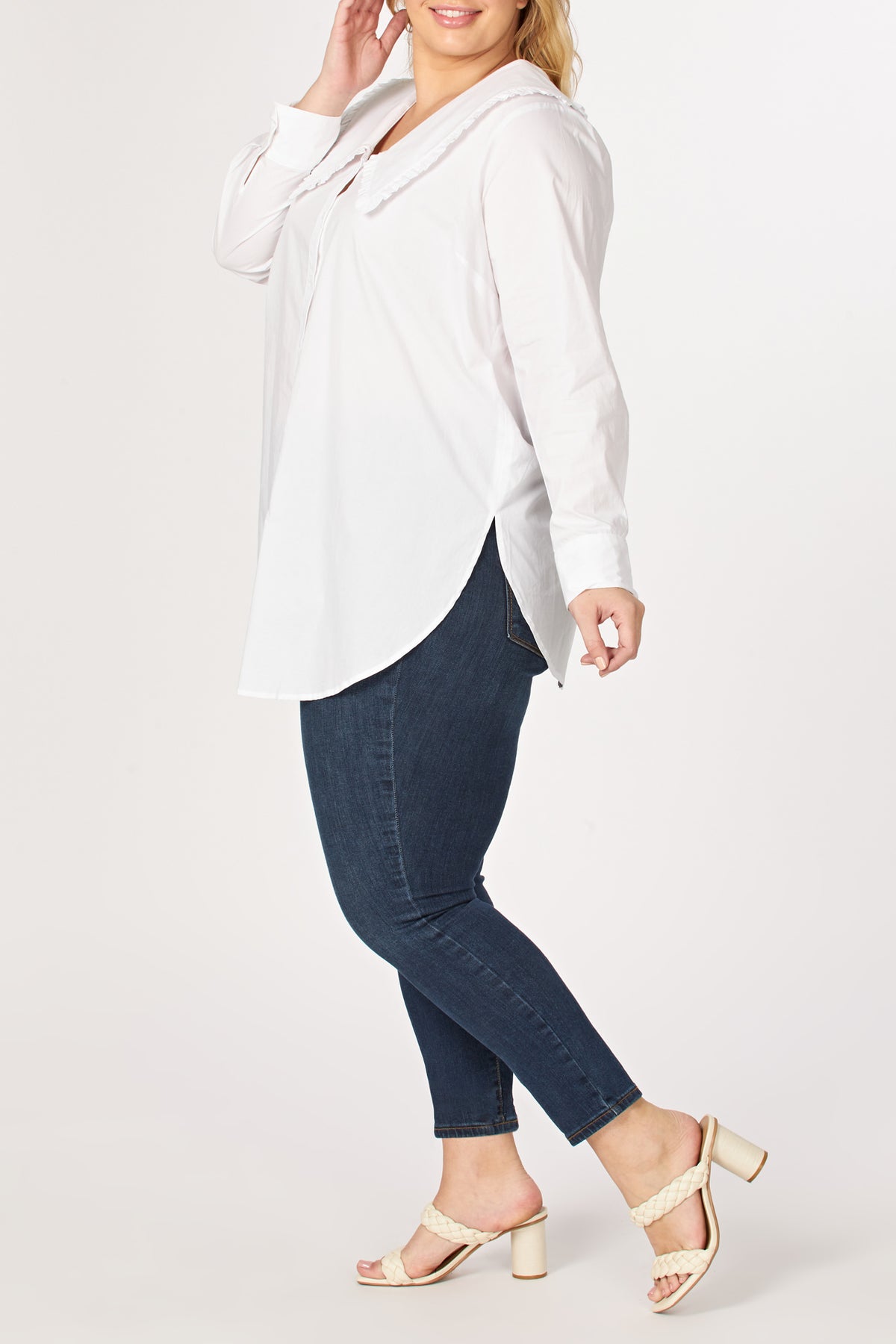 Plus Size Ruffled detail Collar Shirt