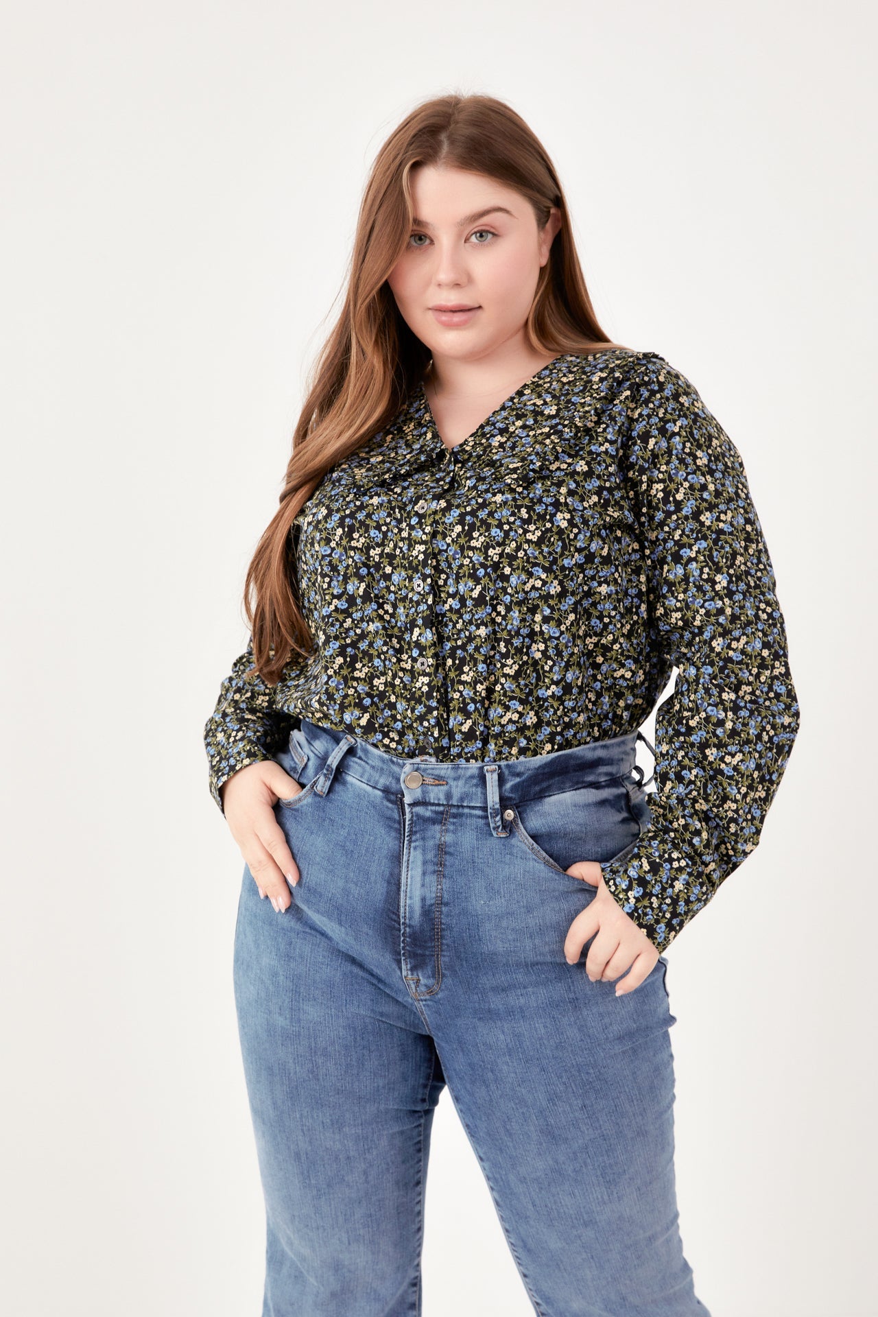 ENGLISH FACTORY - Floral Collar Detail Shirt - BLOUSES available at Objectrare