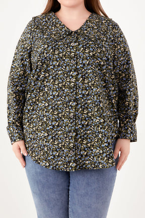 ENGLISH FACTORY - Floral Collar Detail Shirt - BLOUSES available at Objectrare