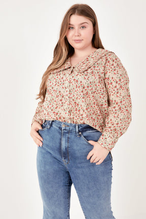 ENGLISH FACTORY - Floral Collar Detail Shirt - BLOUSES available at Objectrare