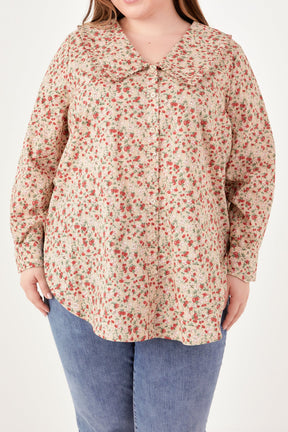 ENGLISH FACTORY - Floral Collar Detail Shirt - BLOUSES available at Objectrare