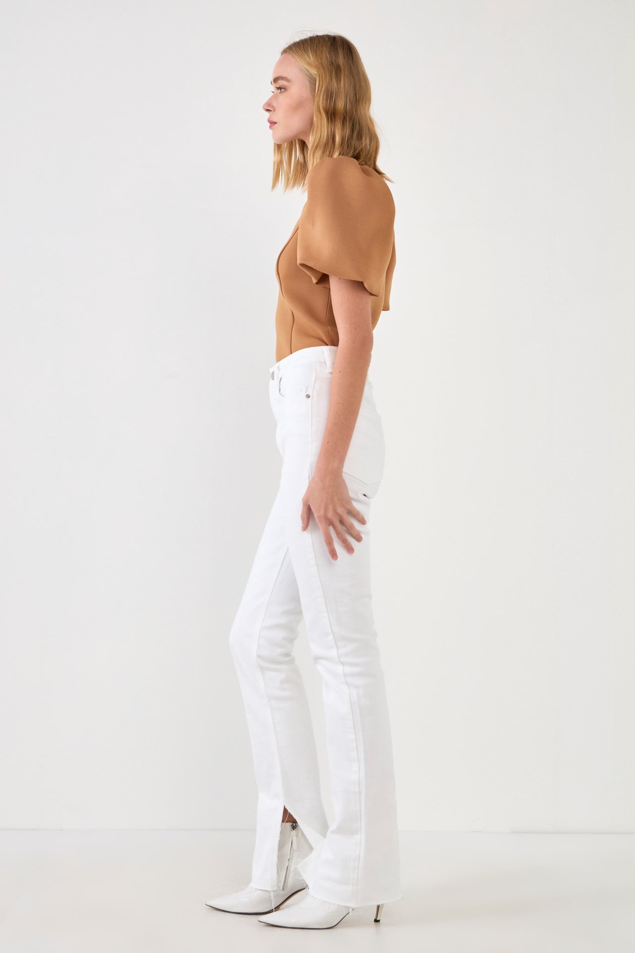 ENGLISH FACTORY - Scuba Puff Sleeve Top - TOPS available at Objectrare
